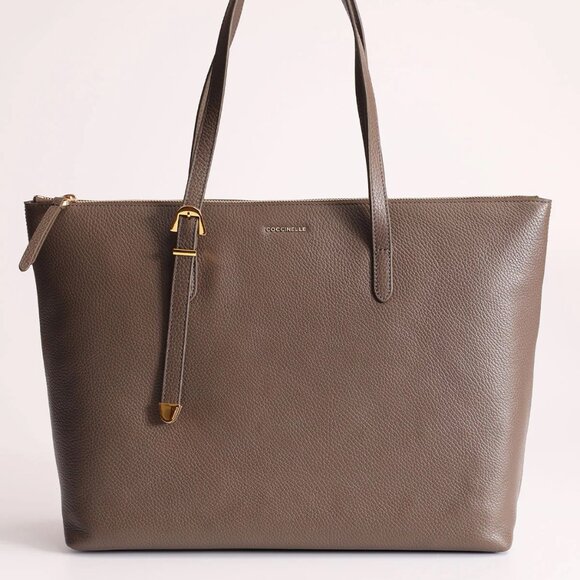 🍂 PERFECT LEATHER Tote Bag -☕️ COFFEE: COCCINELLE Gleen - Picture 1 of 13